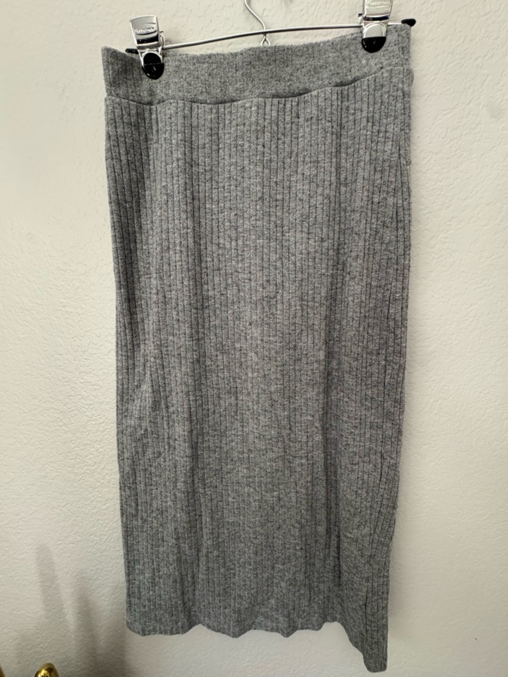 1. State Ribbed Knit Midi Skirt - Gray
